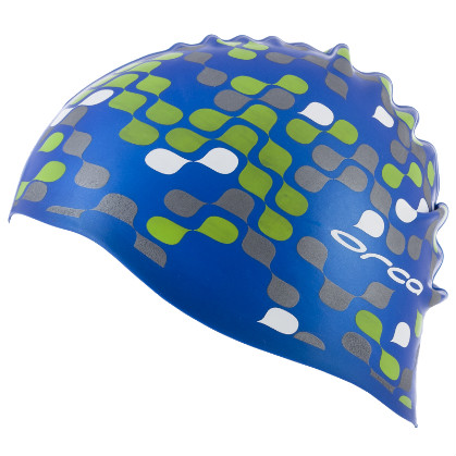 Orca Silicone Badekappe swim cap print blau 2015 DVA153